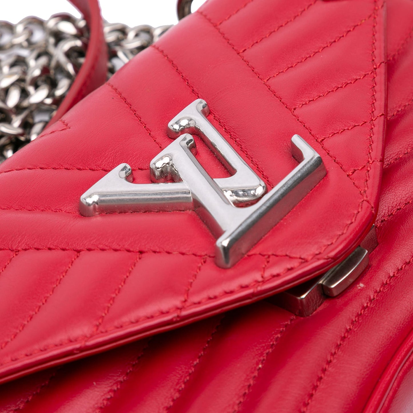 Second hand Louis Vuitton New Wave Chain PM Leather Flap Crossbody Red - Tabita Bags