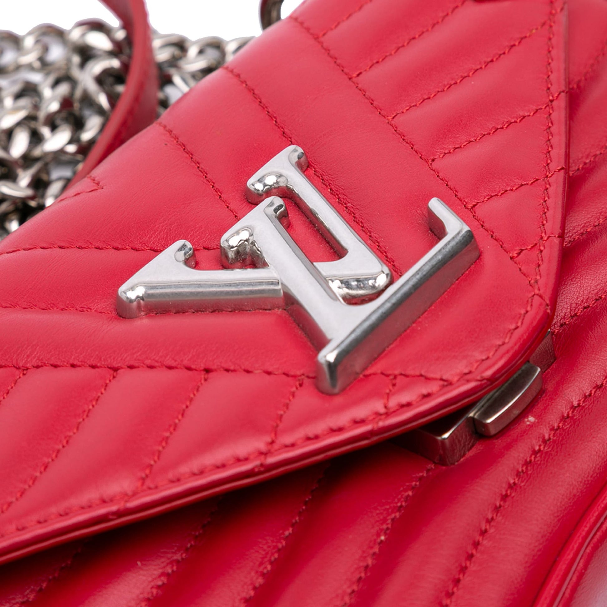 Second hand Louis Vuitton New Wave Chain PM Leather Flap Crossbody Red - Tabita Bags