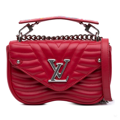 Second hand Louis Vuitton New Wave Chain PM Leather Flap Crossbody Red - Tabita Bags