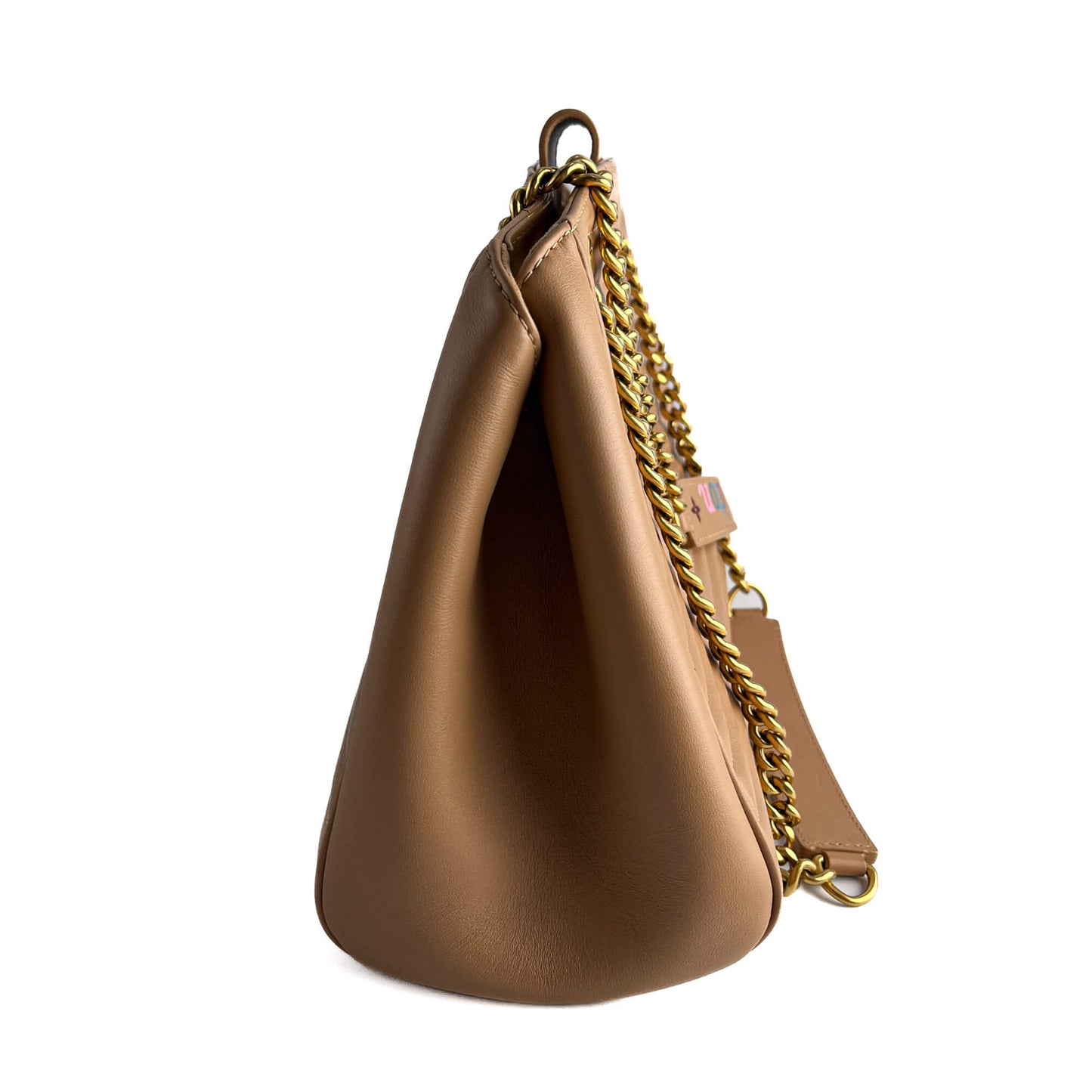 Second hand Louis Vuitton New Wave Chain Smooth Calfskin Leather Quilted Tote Shoulder Bag Noisette - Tabita Bags