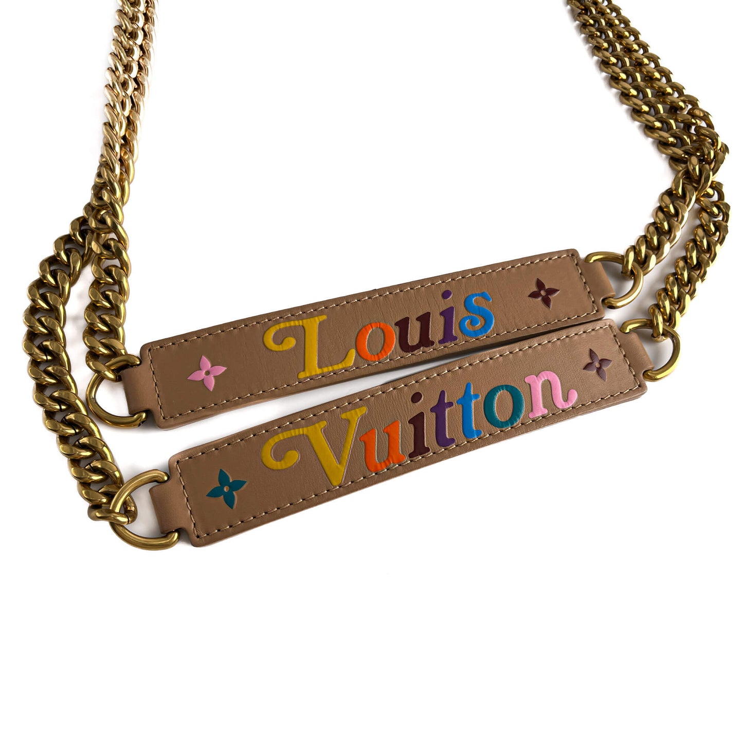 Second hand Louis Vuitton New Wave Chain Smooth Calfskin Leather Quilted Tote Shoulder Bag Noisette - Tabita Bags