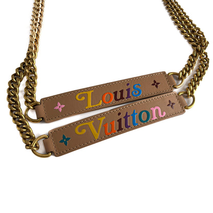 Second hand Louis Vuitton New Wave Chain Smooth Calfskin Leather Quilted Tote Shoulder Bag Noisette - Tabita Bags