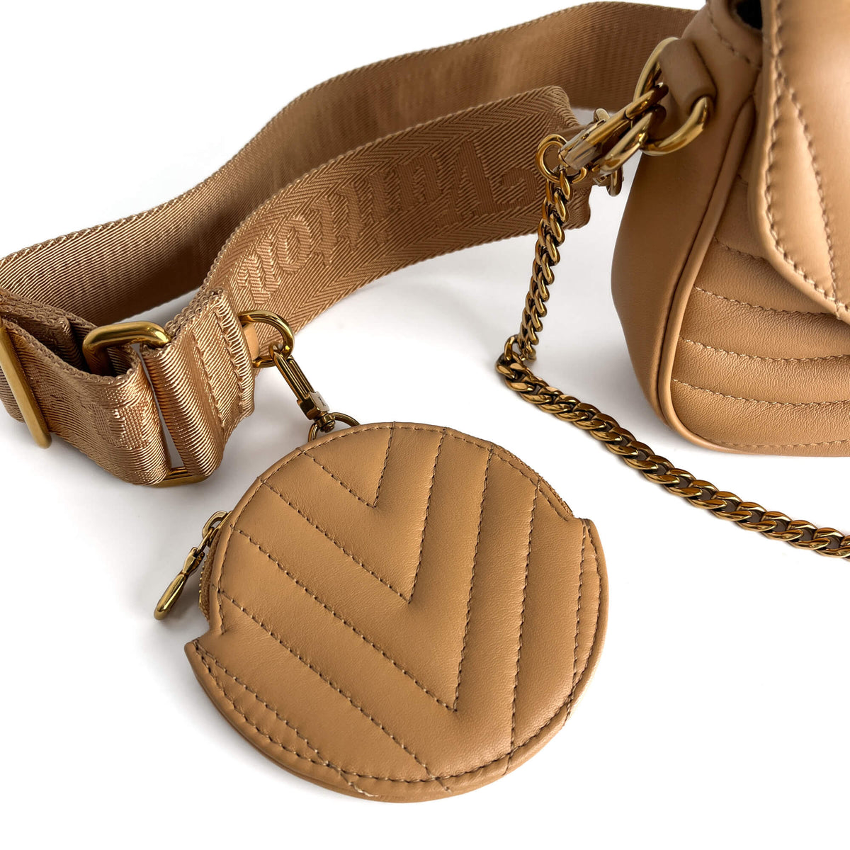 Second hand Louis Vuitton New Wave Multi - Pochette Leather 2 - Ways Pouch Crossbody Beige - Tabita Bags