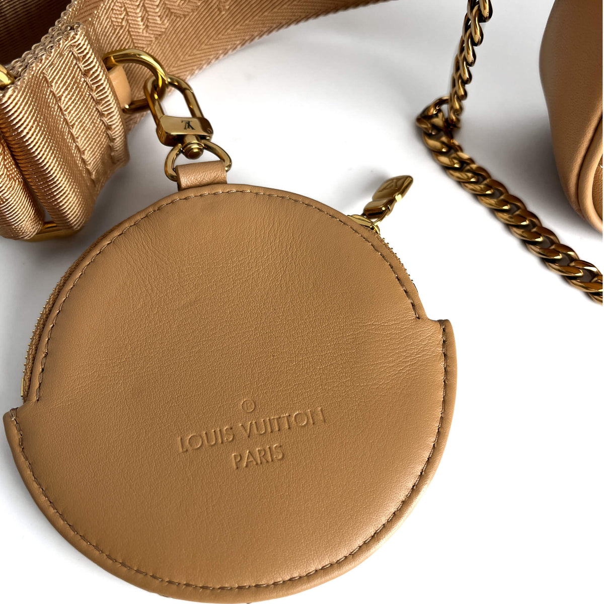 Second hand Louis Vuitton New Wave Multi - Pochette Leather 2 - Ways Pouch Crossbody Beige - Tabita Bags