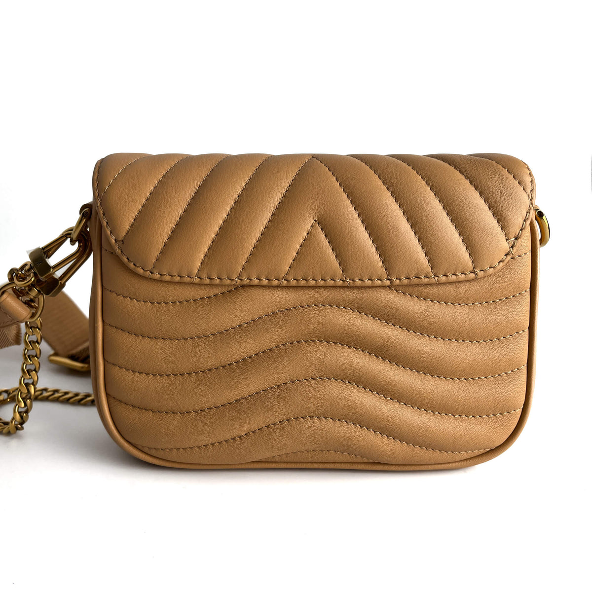 Second hand Louis Vuitton New Wave Multi - Pochette Leather 2 - Ways Pouch Crossbody Beige - Tabita Bags