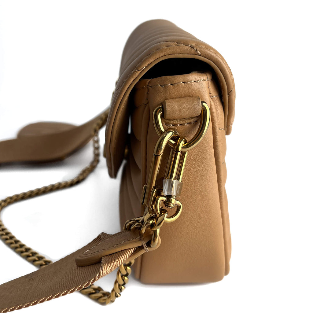Second hand Louis Vuitton New Wave Multi - Pochette Leather 2 - Ways Pouch Crossbody Beige - Tabita Bags