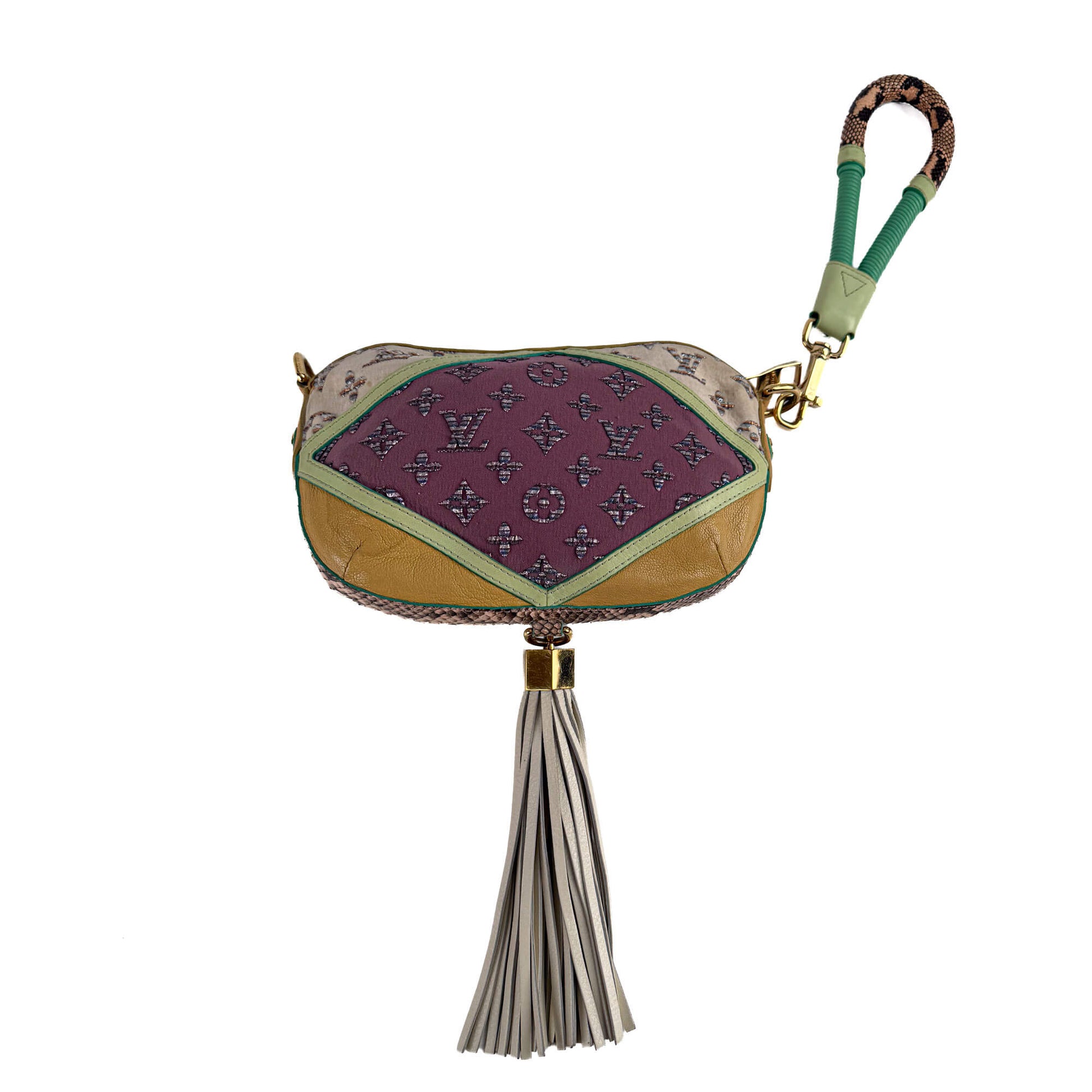 Second hand Louis Vuitton Nightbird Leather & Fabric Pouch Bag Multicolor - Tabita Bags