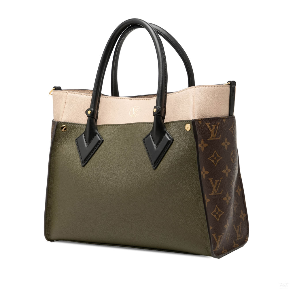 Second hand Louis Vuitton On My Side MM Leather Monogram Sides Tote Handbag Green - Tabita Bags