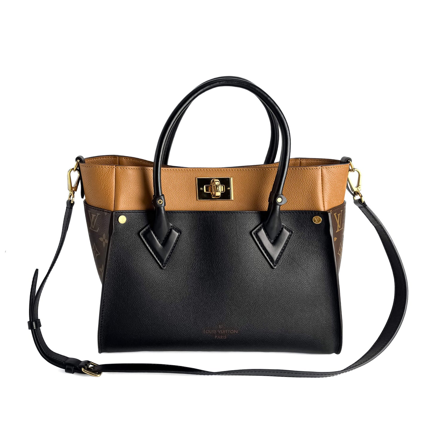 Second hand Louis Vuitton On My Side MM Leather Monogram Sides Tote Handbag Monogram - Tabita Bags