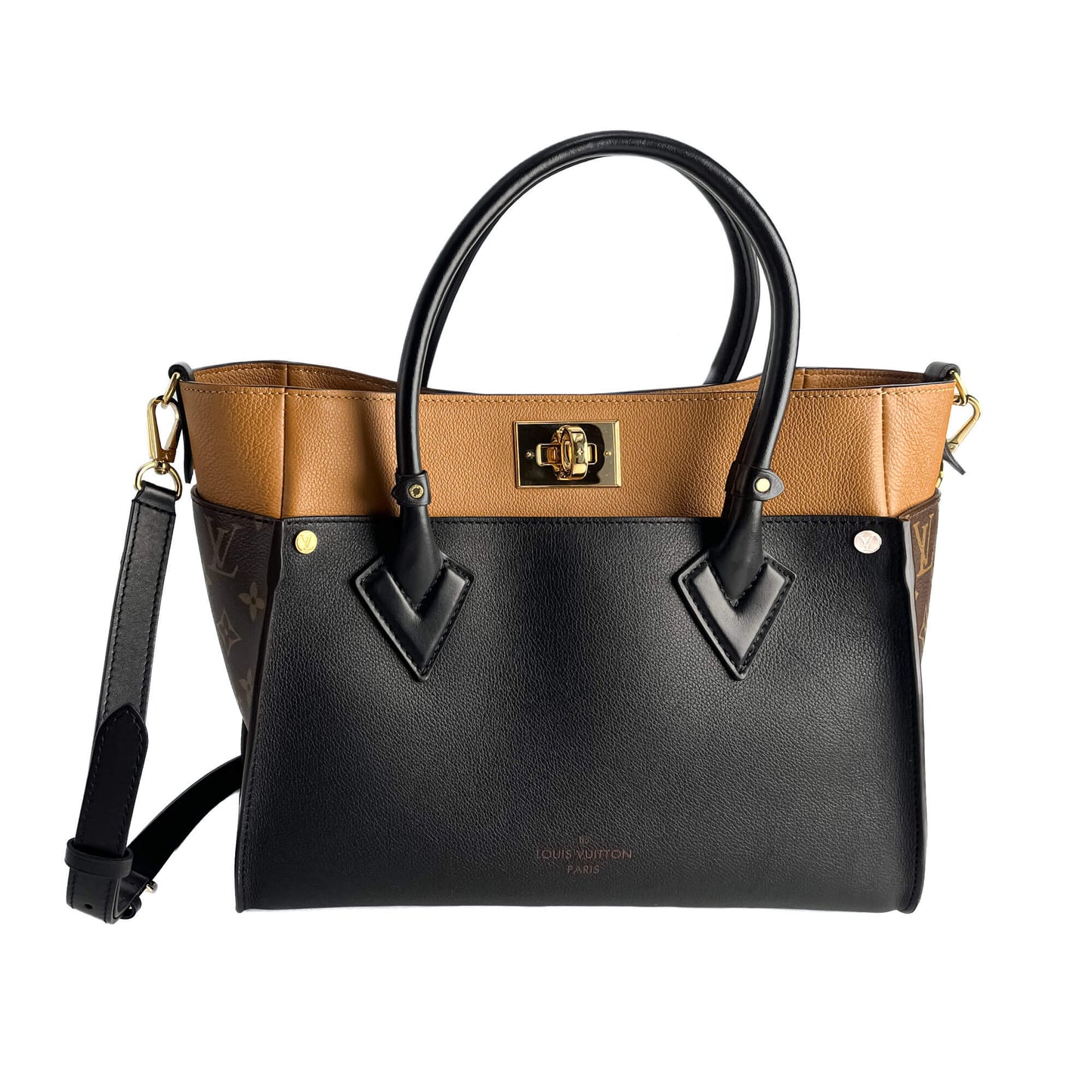 Second hand Louis Vuitton On My Side MM Leather Monogram Sides Tote Handbag Monogram - Tabita Bags