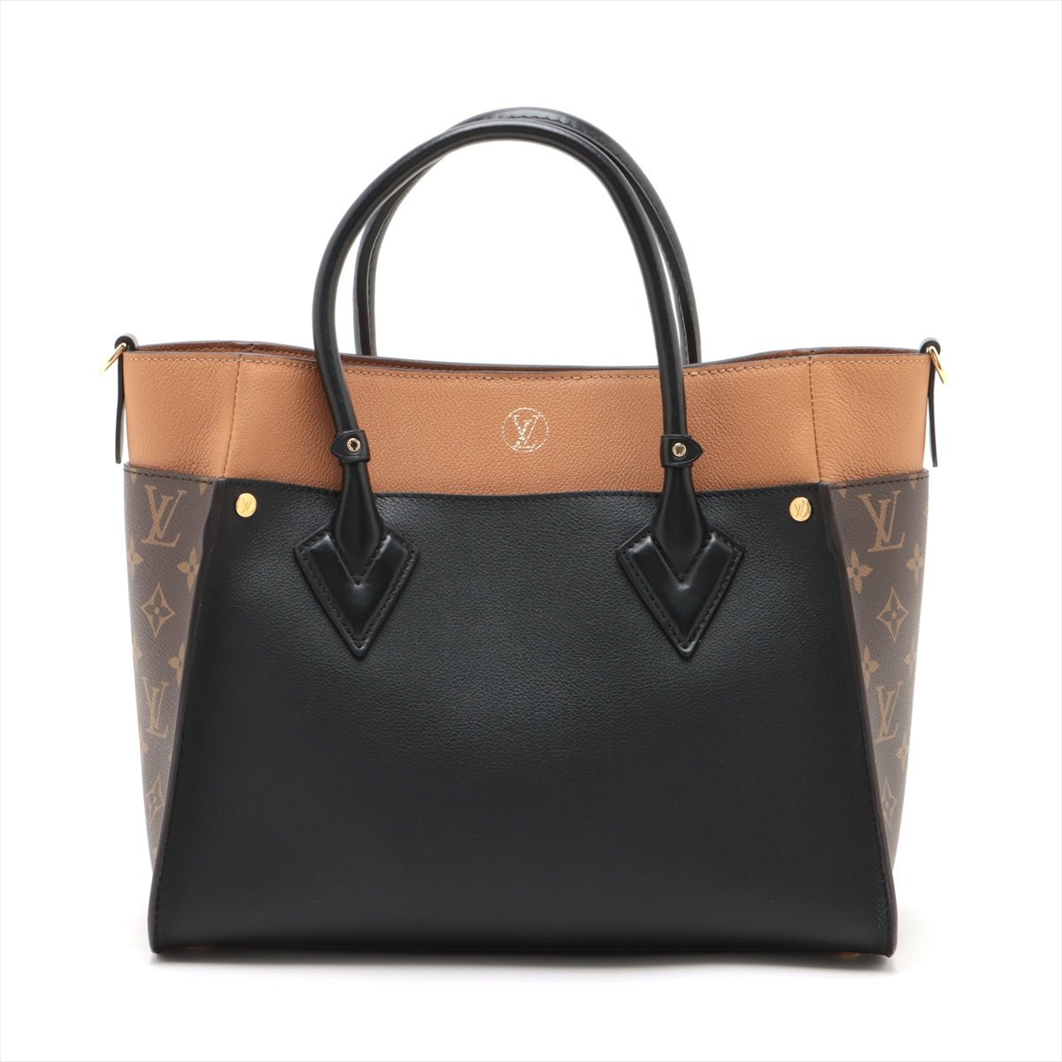 Second hand Louis Vuitton On My Side MM Monogram Sides Leather 2 - Ways Tote Bag Black - Tabita Bags