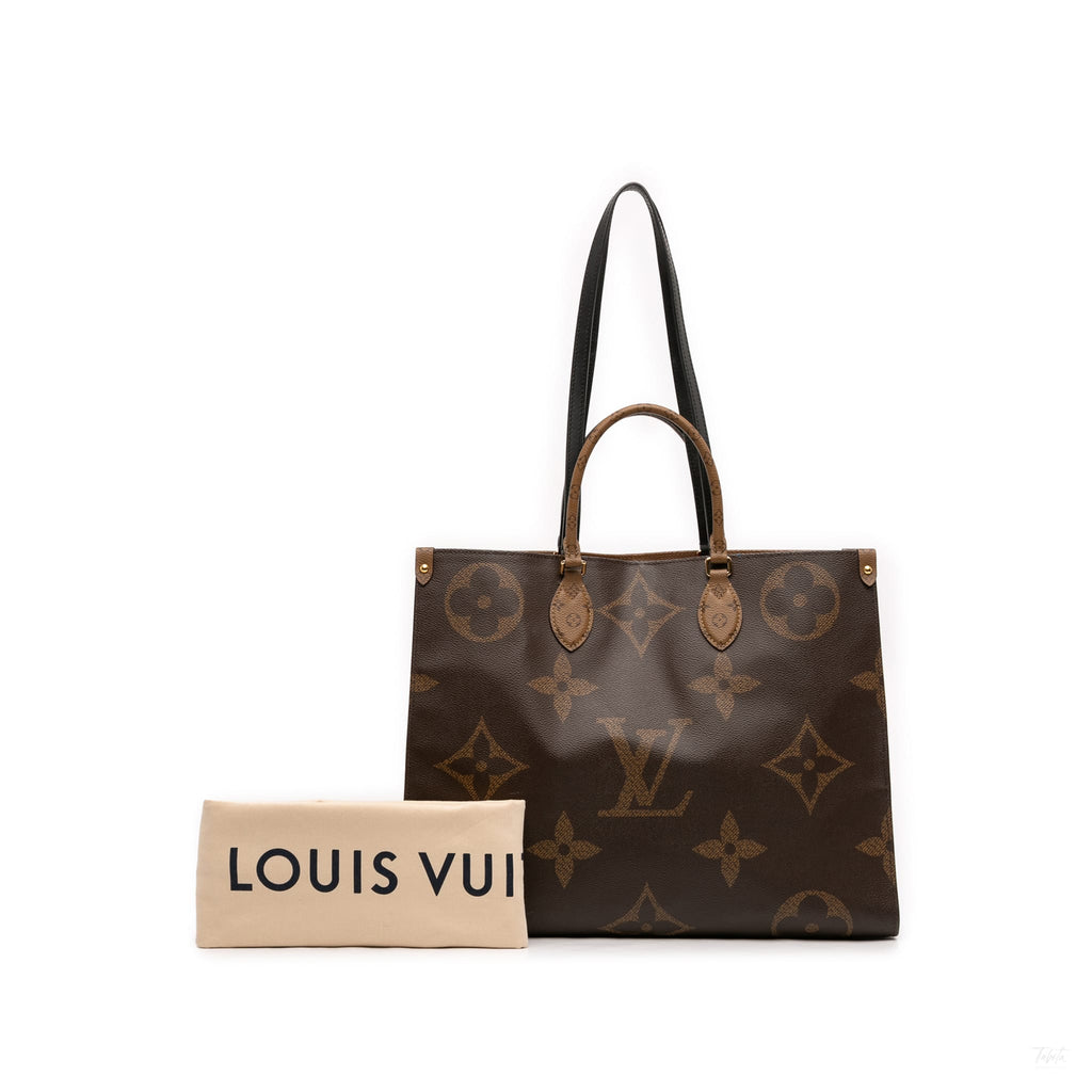 Second hand Louis Vuitton Onthego GM Canvas Shopper Handbag Giant Reverse Monogram - Tabita Bags