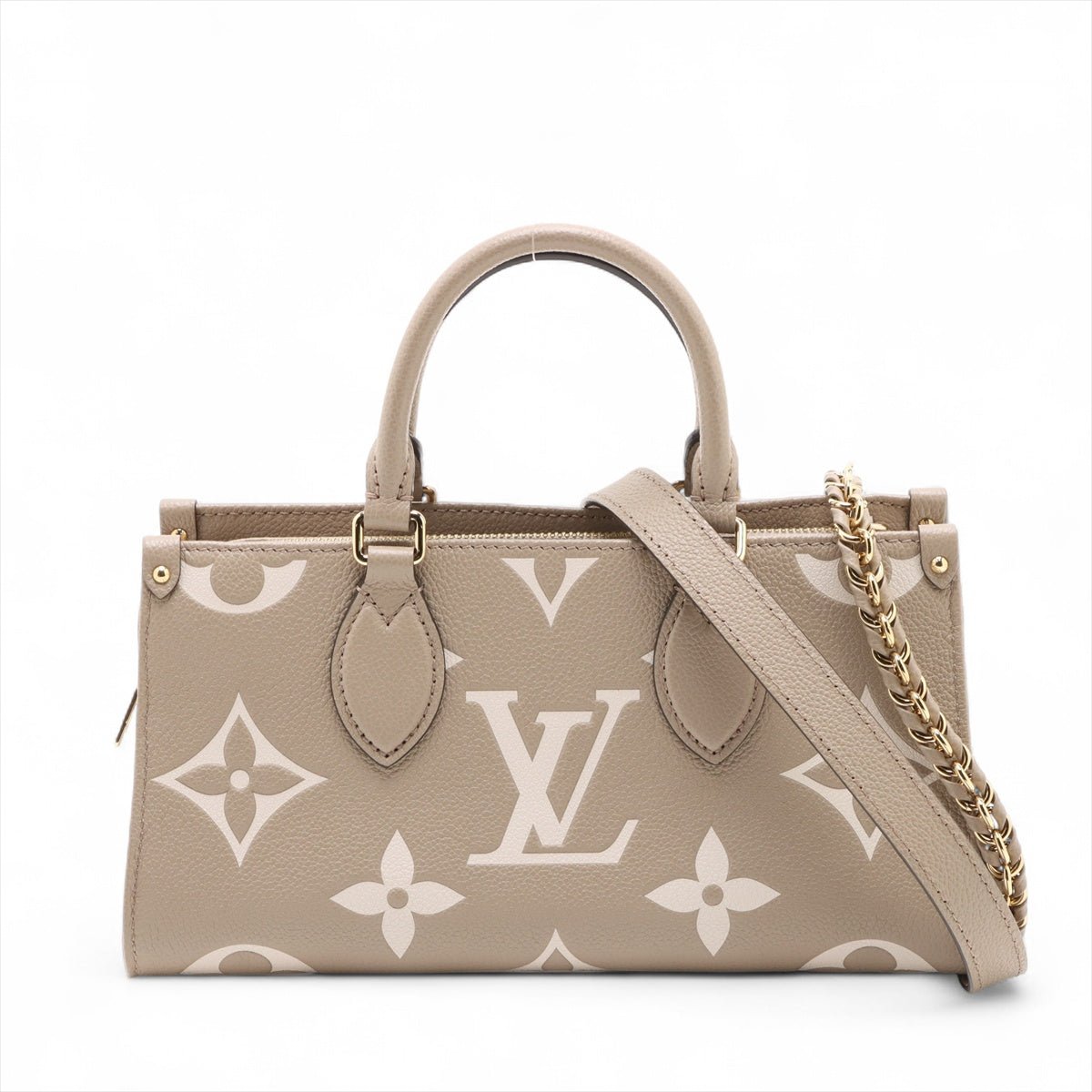 Second hand Louis Vuitton Onthego Leather East West Empreinte Tote Handbag Taupe - Tabita Bags