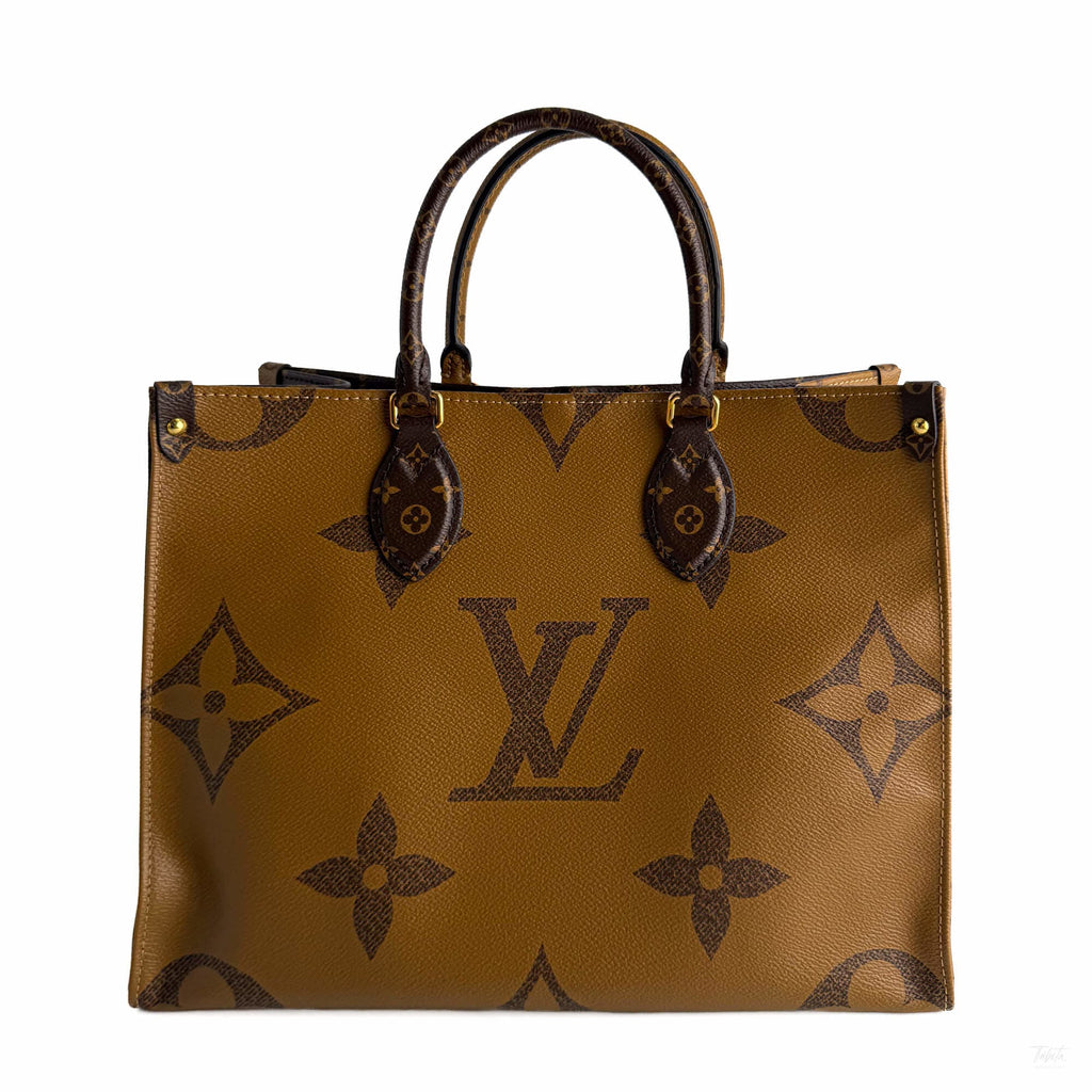 Second hand Louis Vuitton Onthego MM Canvas Monogram Giant Tote Shoulder Bag Monogram Reverse - Tabita Bags