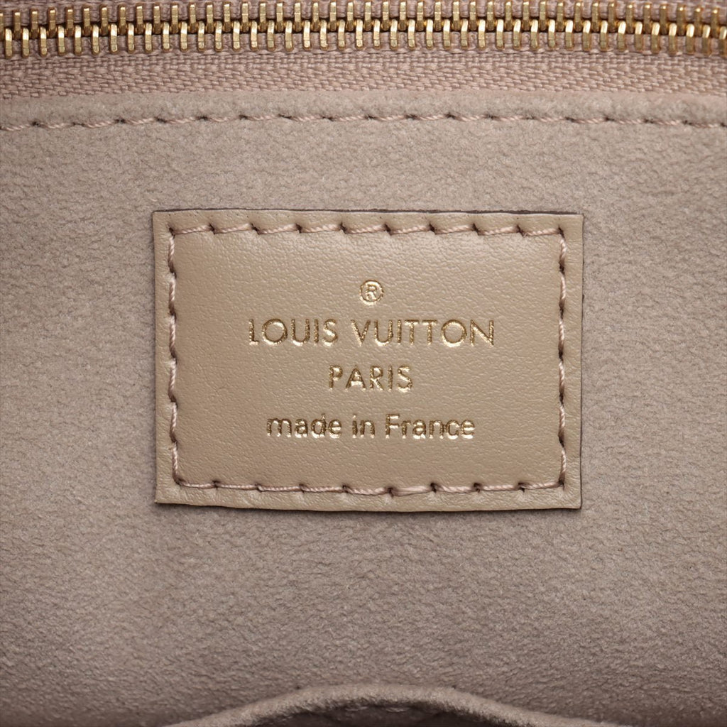 Second hand Louis Vuitton Onthego MM Empreinte Calfskin Grained Leather Tote Shoulder Bag Beige - Tabita Bags