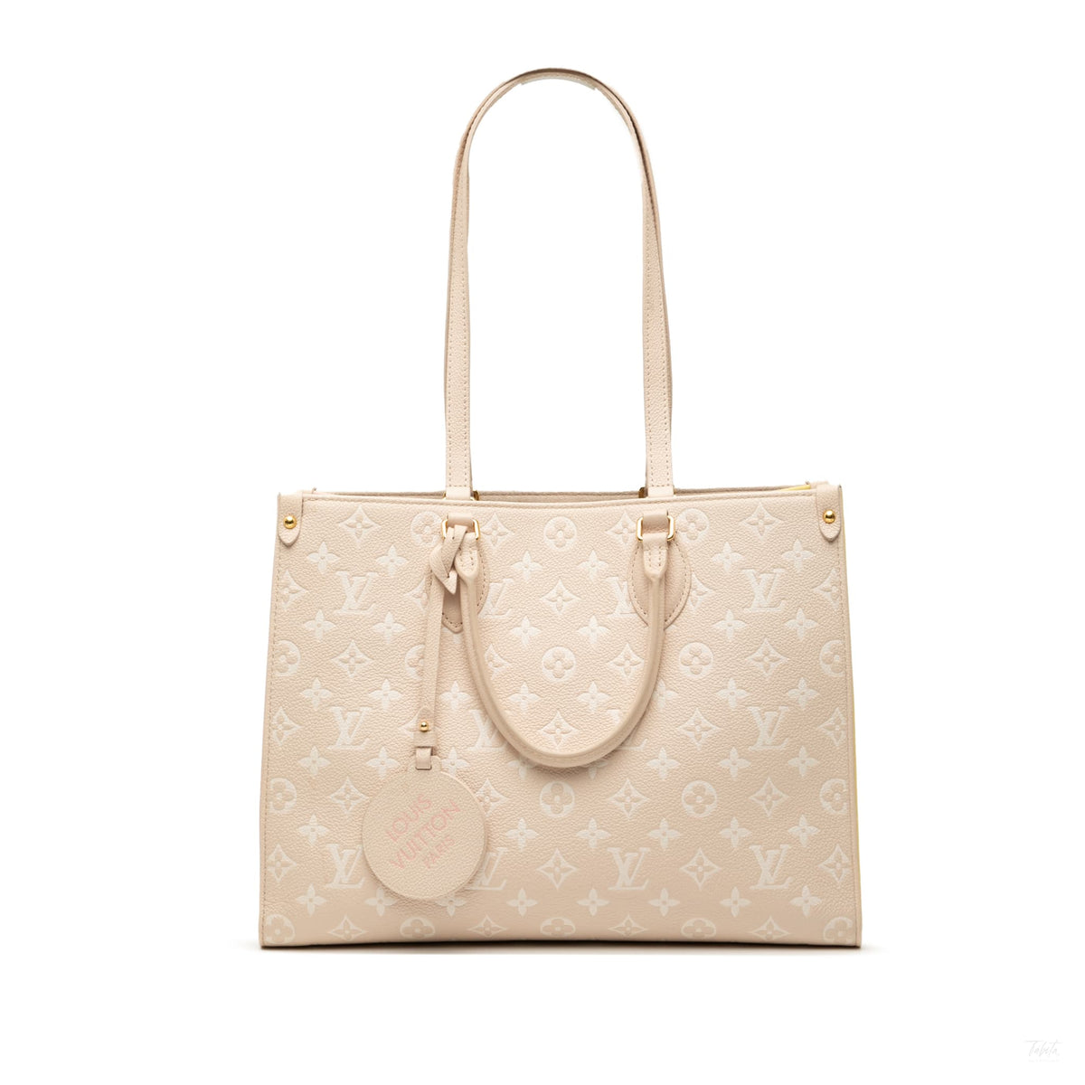 Second hand Louis Vuitton Onthego MM Leather Spring in the City Empreinte Tote Shoulder Bag Brown - Tabita Bags