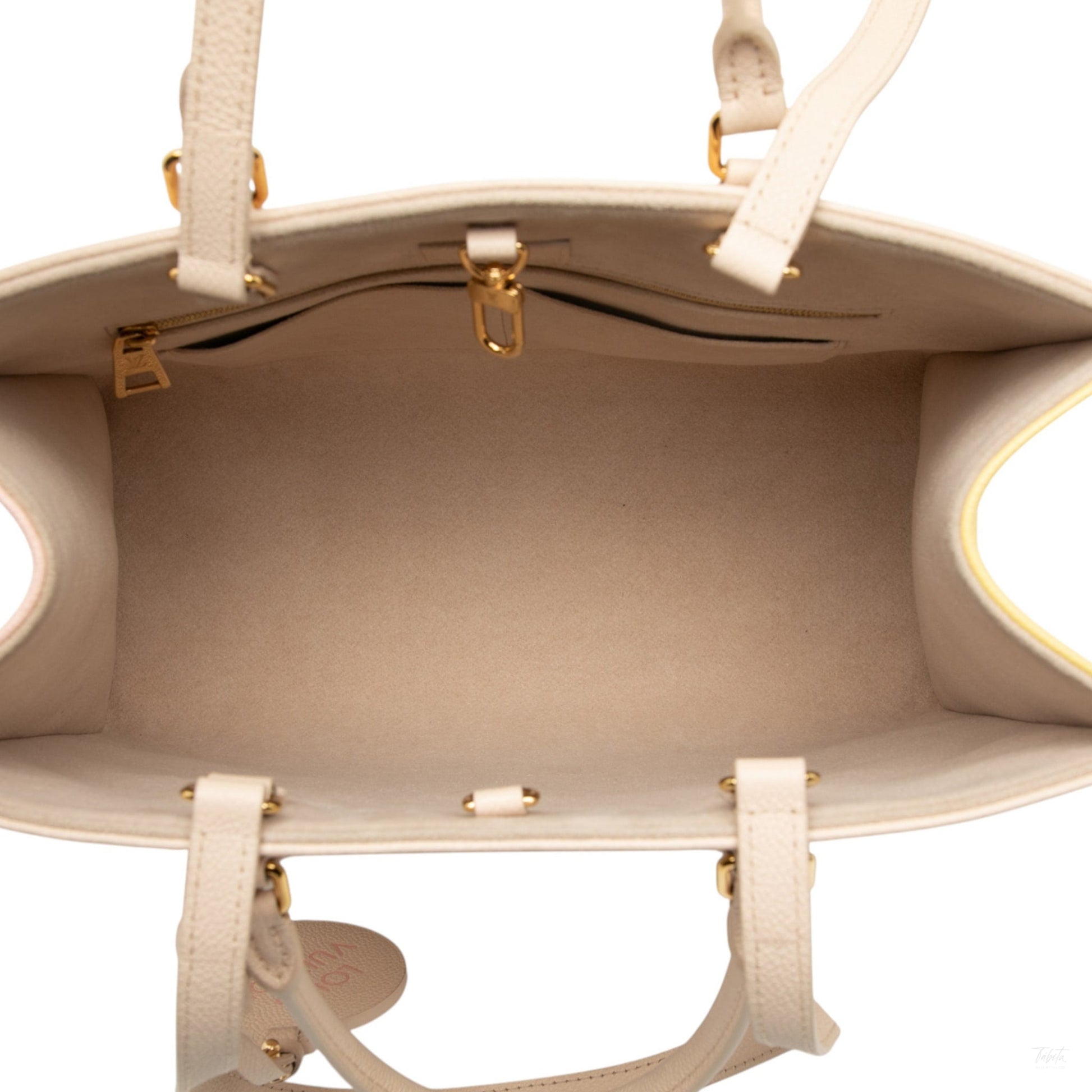 Second hand Louis Vuitton Onthego MM Leather Spring in the City Empreinte Tote Shoulder Bag Brown - Tabita Bags