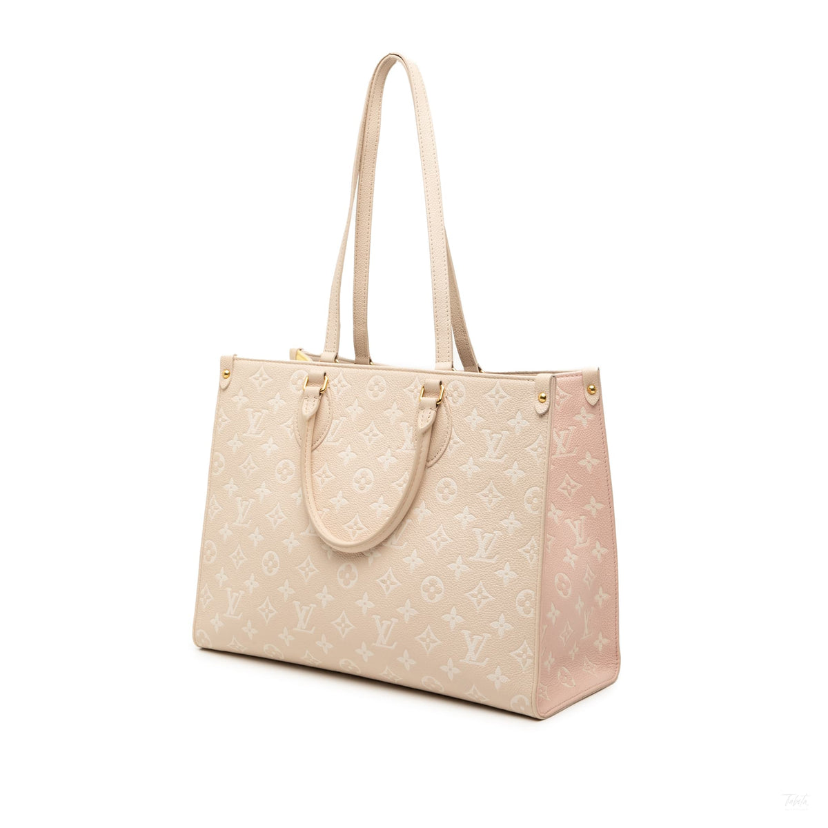 Second hand Louis Vuitton Onthego MM Leather Spring in the City Empreinte Tote Shoulder Bag Brown - Tabita Bags