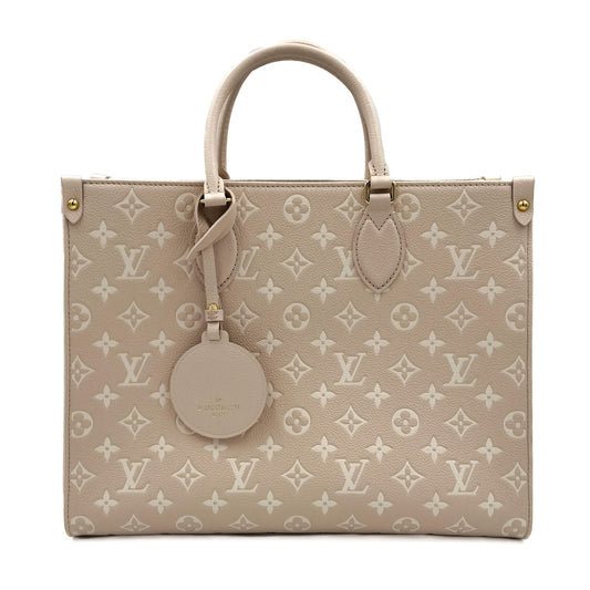 Second hand Louis Vuitton Onthego MM Spring in the City Empreinte Leather Tote Bag Beige - Tabita Bags