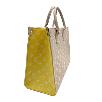 Second hand Louis Vuitton Onthego MM Spring in the City Empreinte Leather Tote Bag Beige - Tabita Bags