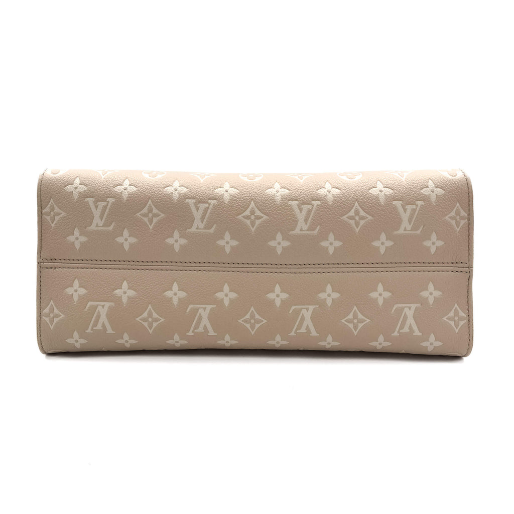 Second hand Louis Vuitton Onthego MM Spring in the City Empreinte Leather Tote Bag Beige - Tabita Bags