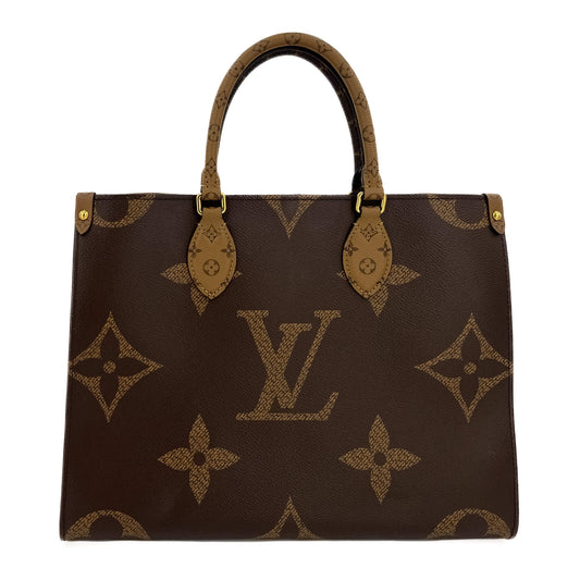 Second hand Louis Vuitton Onthego MM Tote Bag Giant Monogram Reverse Brown - Tabita Bags