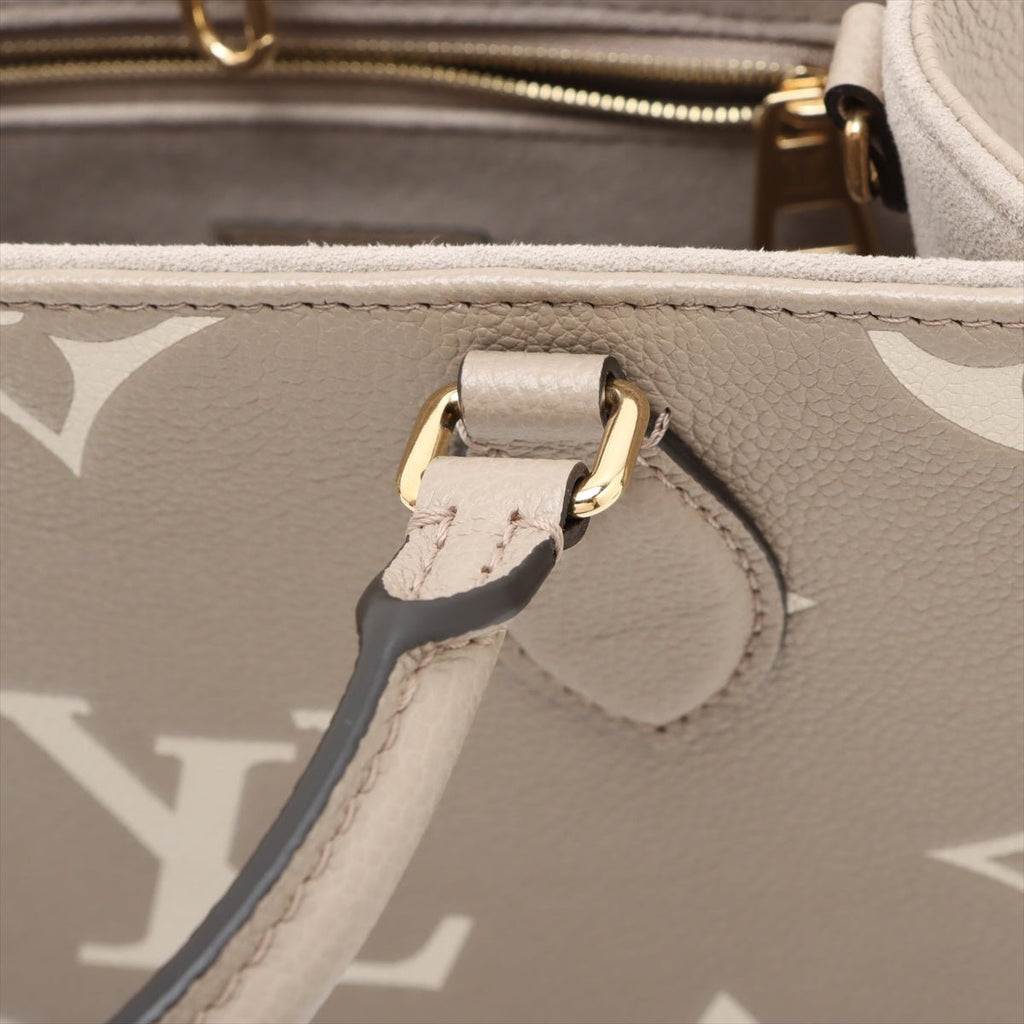 Second hand Louis Vuitton Onthego PM Calfskin Grained Leather Empreinte Tote Shoulder Bag Beige - Tabita Bags