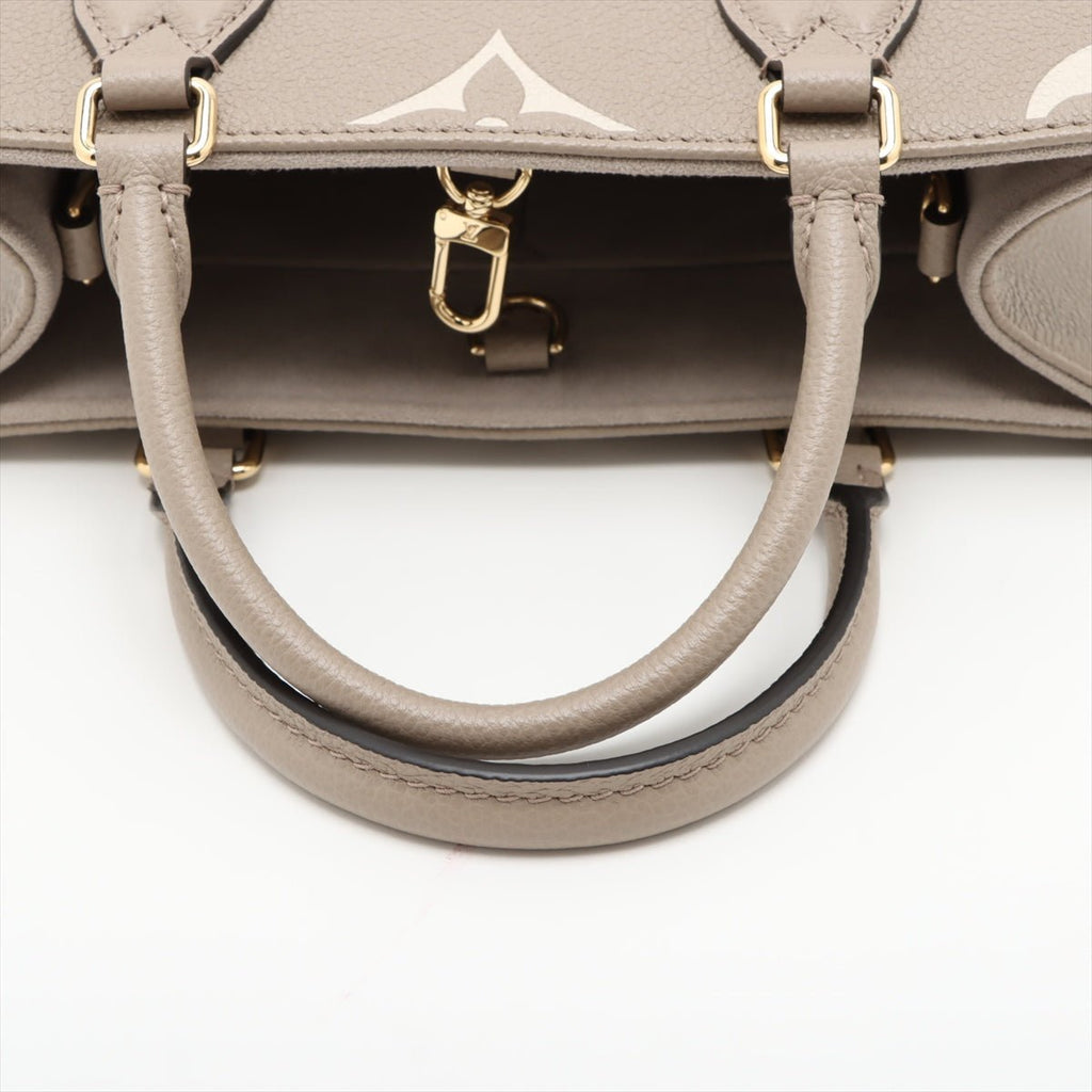 Second hand Louis Vuitton Onthego PM Calfskin Grained Leather Empreinte Tote Shoulder Bag Beige - Tabita Bags
