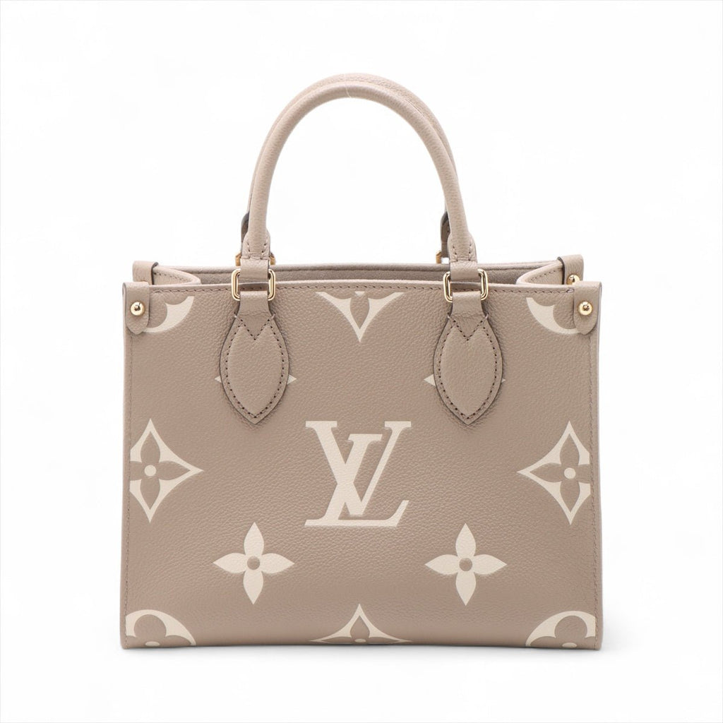 Second hand Louis Vuitton Onthego PM Calfskin Grained Leather Empreinte Tote Shoulder Bag Giant Empreinte - Tabita Bags