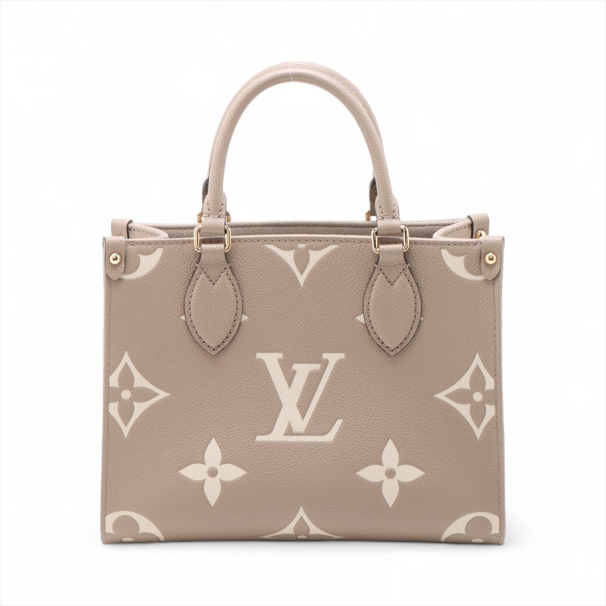 Second hand Louis Vuitton Onthego PM Calfskin Grained Leather Empreinte Tote Shoulder Bag Giant Empreinte - Tabita Bags