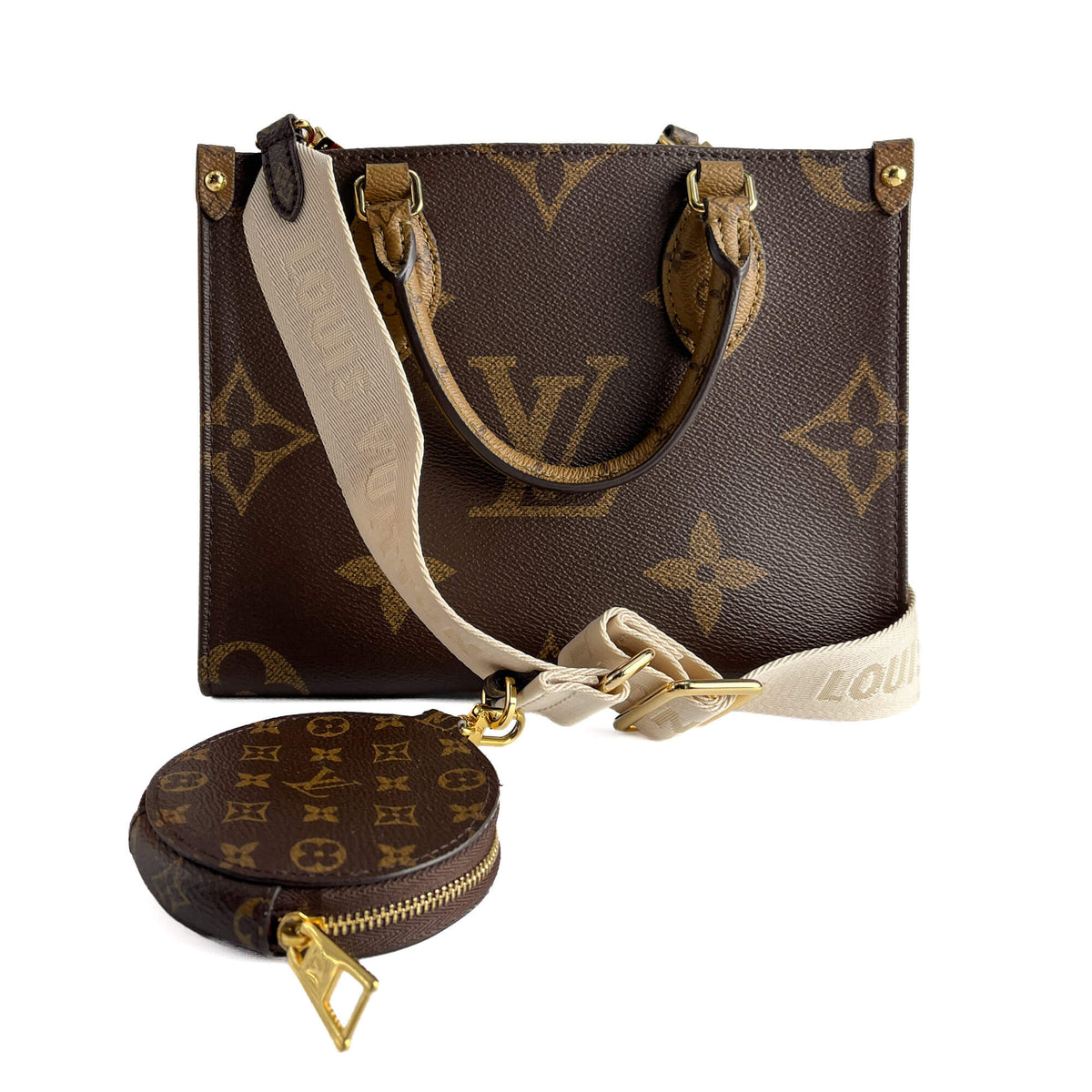 Second hand Louis Vuitton Onthego PM Canvas Monogram Giant Shopper Handbag Monogram Reverse - Tabita Bags