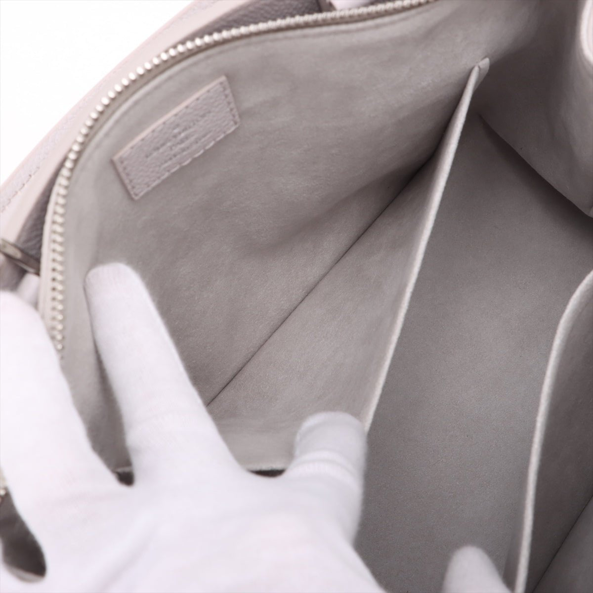 Second hand Louis Vuitton Petit Palais Leather Empreinte Tote Handbag Brume - Tabita Bags