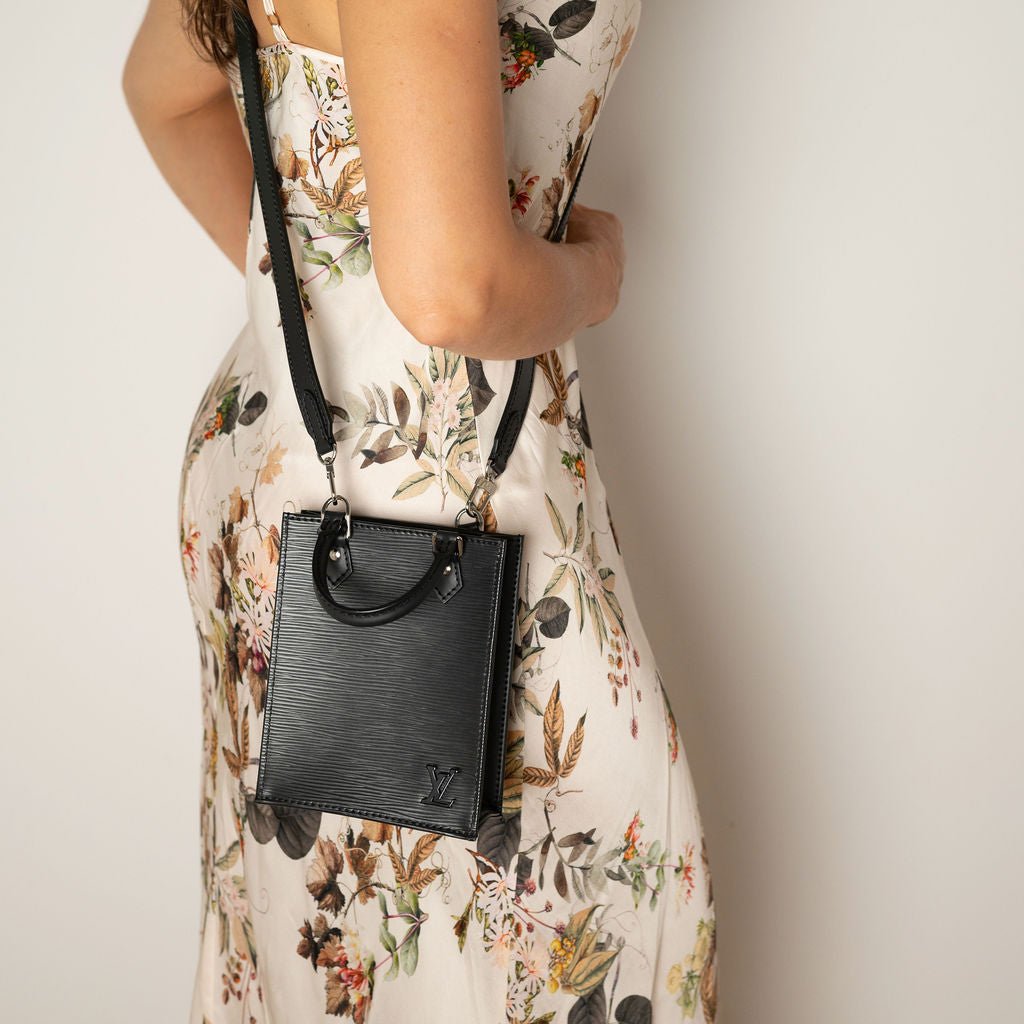 Second hand Louis Vuitton Petit Sac Plat Petit Epi Leather Tote Handbag Black - Tabita Bags
