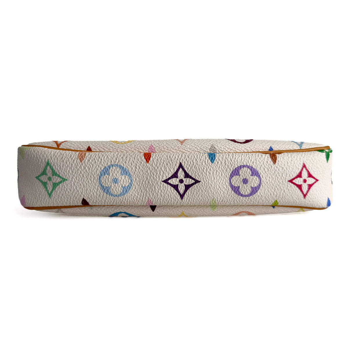 Second hand Louis Vuitton Pochette Canvas Murakami Multicolor Pouch Clutch White - Tabita Bags