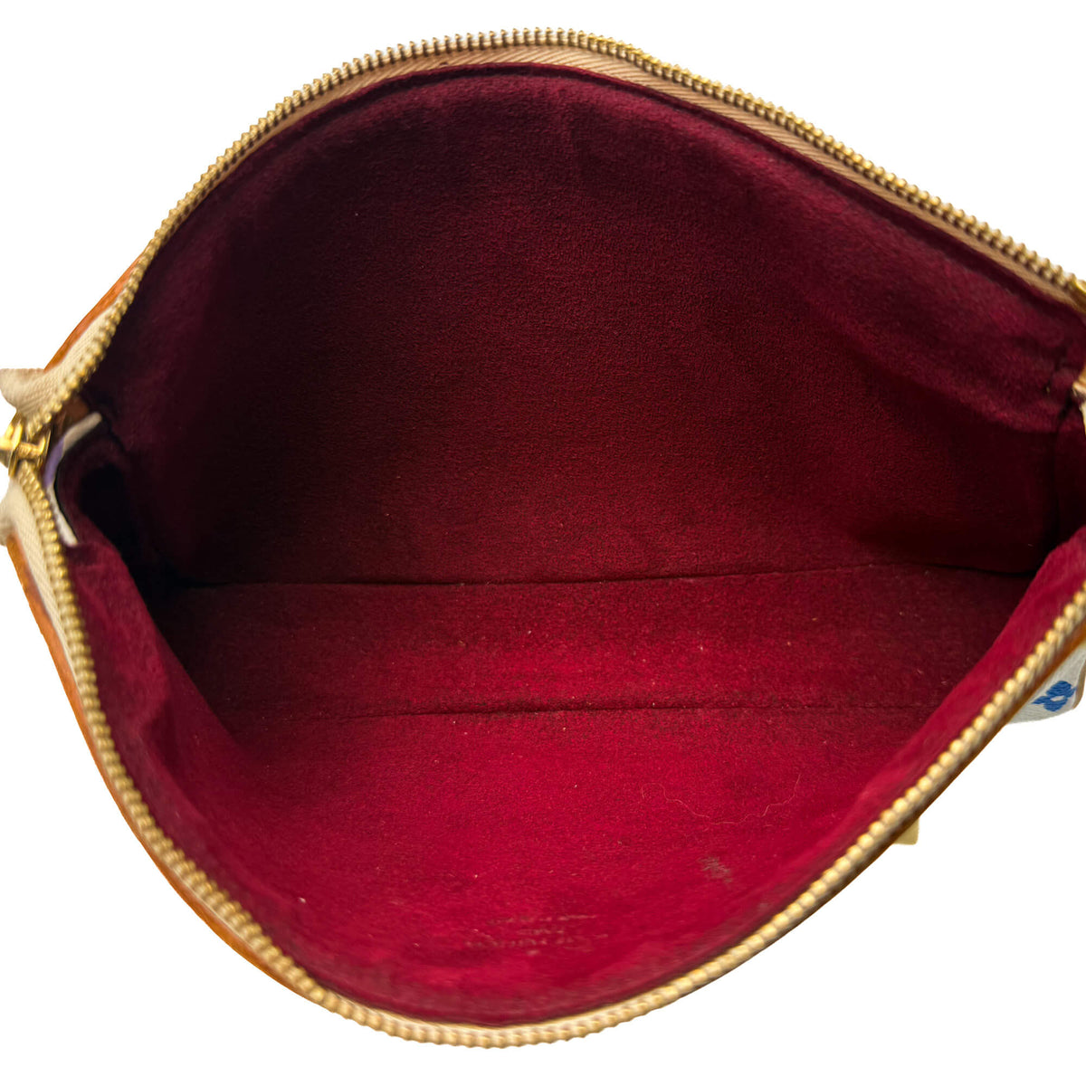 Second hand Louis Vuitton Pochette Canvas Murakami Multicolor Pouch Clutch White - Tabita Bags