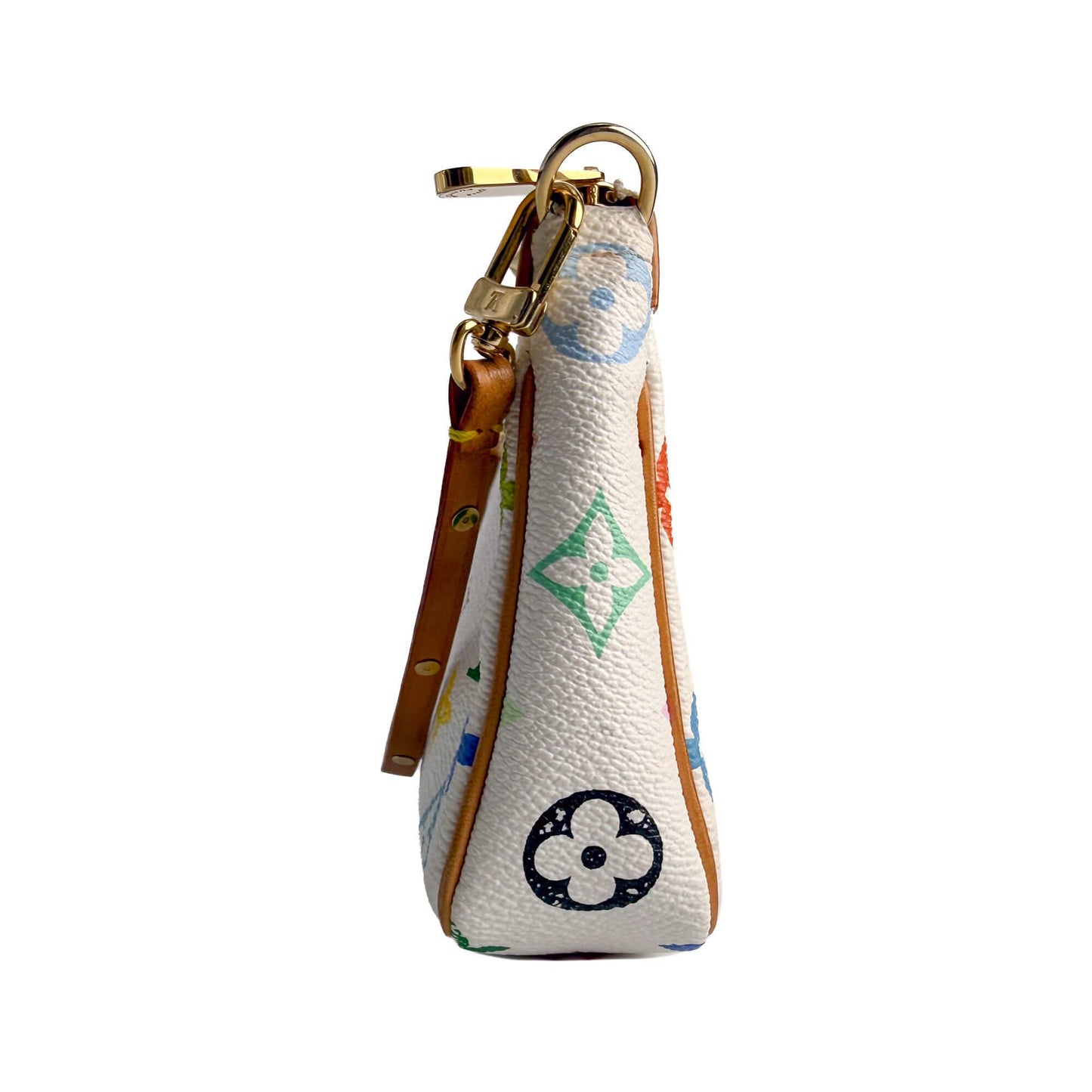 Second hand Louis Vuitton Pochette Canvas Murakami Multicolor Pouch Clutch White - Tabita Bags