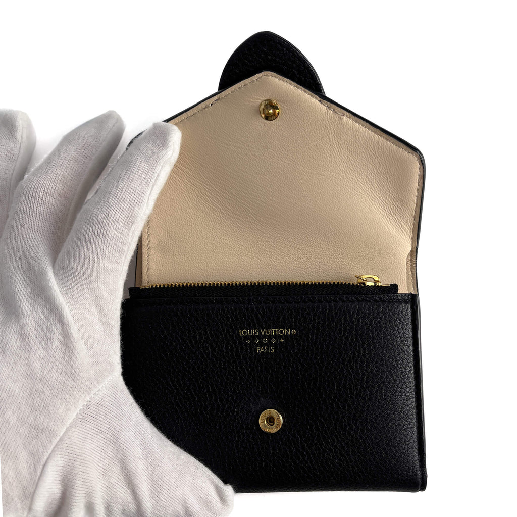 Second hand Louis Vuitton Pont 9 Calfskin Grained Leather Folding Wallet Black - Tabita Bags