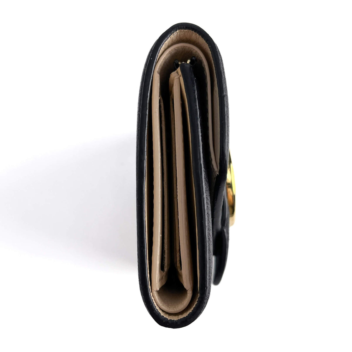 Second hand Louis Vuitton Pont 9 Calfskin Grained Leather Folding Wallet Black - Tabita Bags