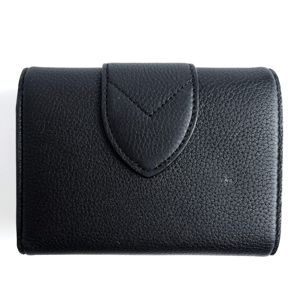 Second hand Louis Vuitton Pont 9 Calfskin Grained Leather Folding Wallet Black - Tabita Bags