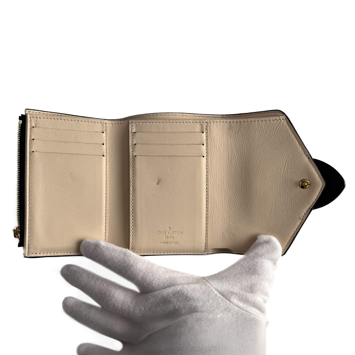 Second hand Louis Vuitton Pont 9 Calfskin Grained Leather Folding Wallet Black - Tabita Bags