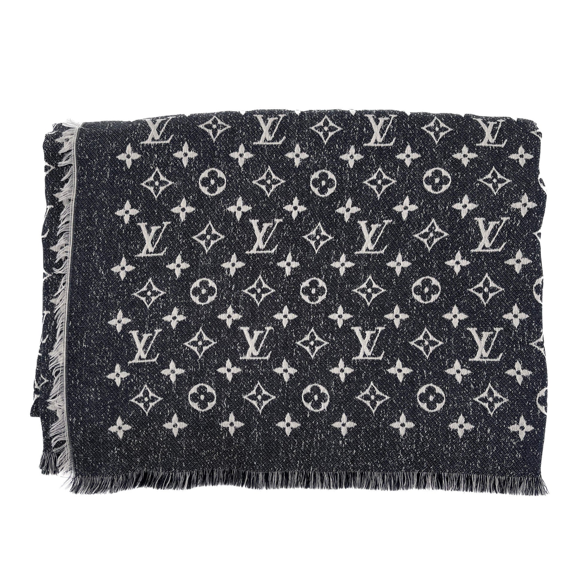 Second hand Louis Vuitton Reversible Denim Wool & Silk Foulard Monogram - Tabita Bags