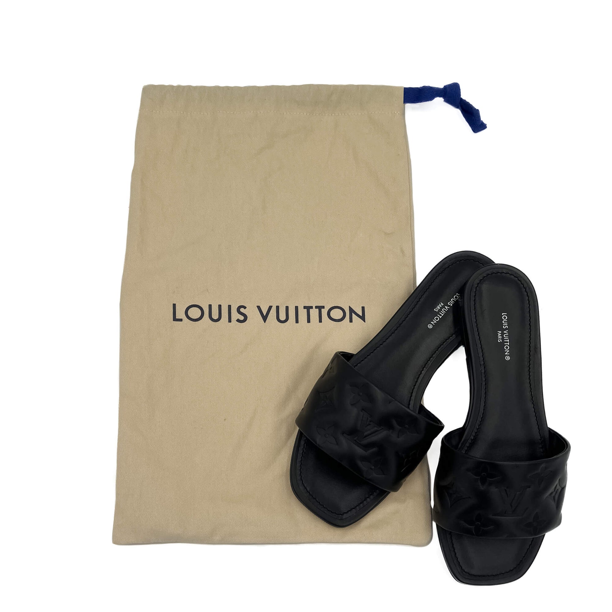 Second hand Louis Vuitton Revival Leather Flat Shoes Black - Tabita Bags