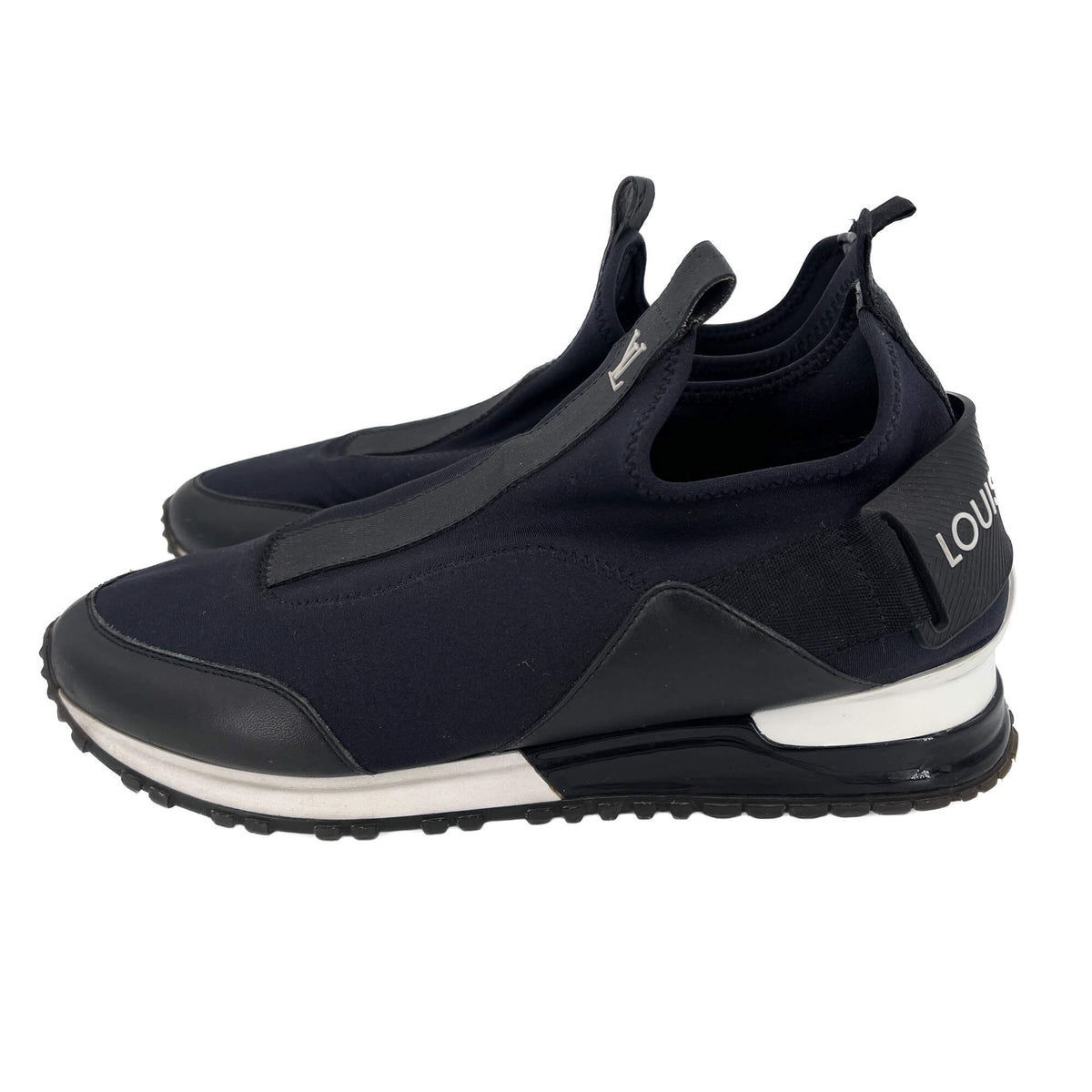 Second hand Louis Vuitton Run Away Leather Sneakers 38 Black & White - Tabita Bags