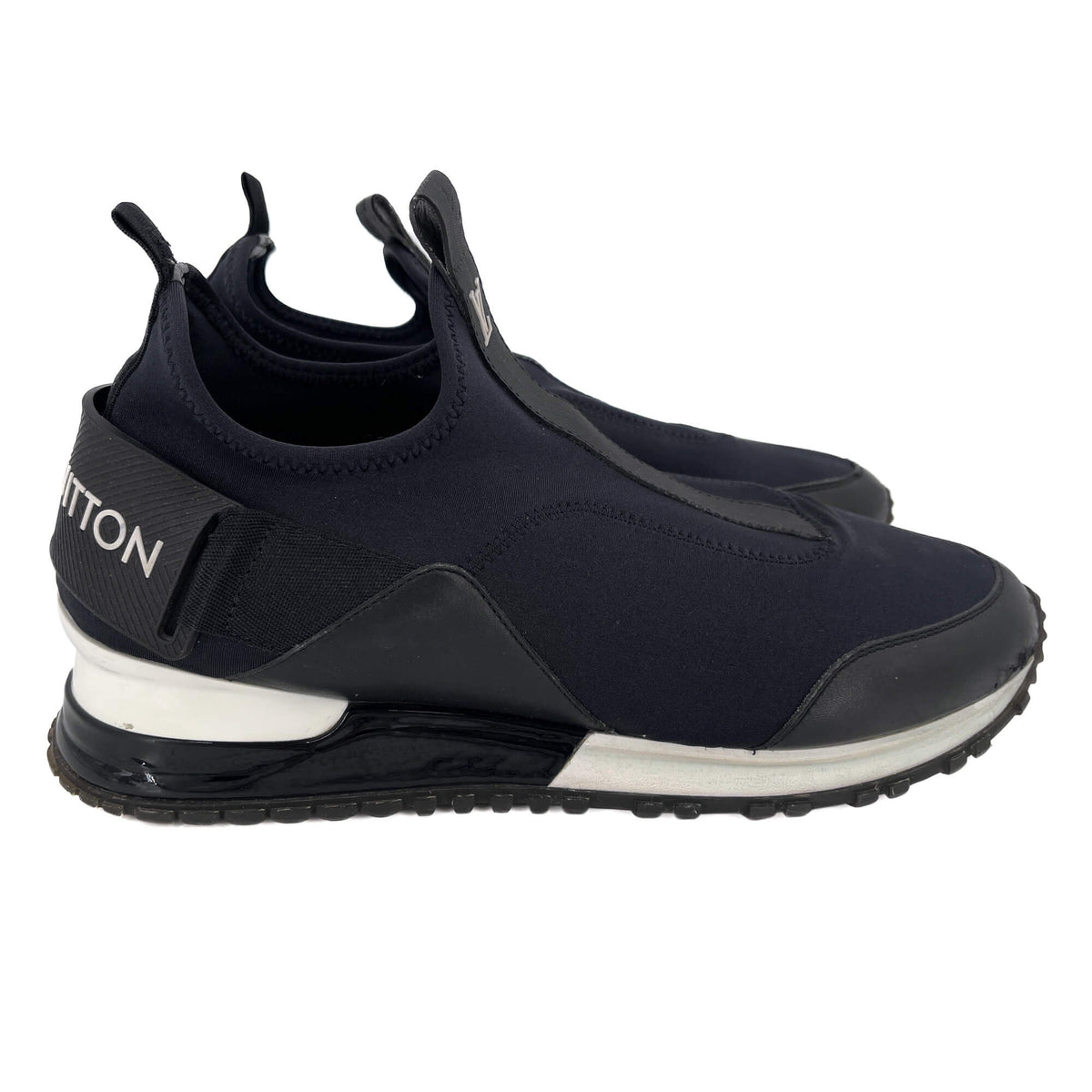 Second hand Louis Vuitton Run Away Leather Sneakers 38 Black & White - Tabita Bags