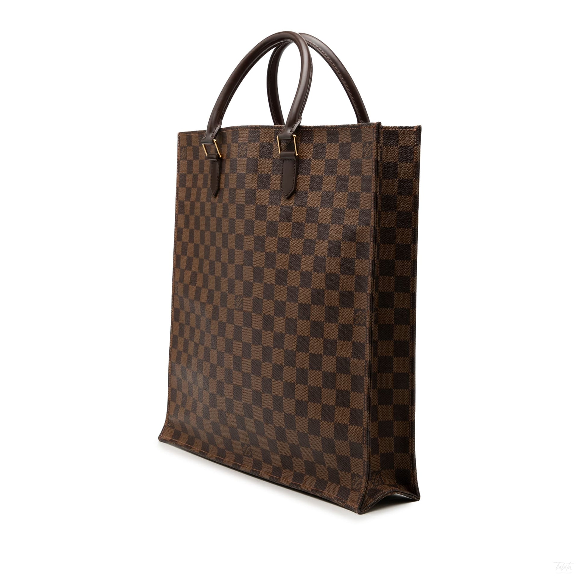 Second hand Louis Vuitton Sac Plat GM Canvas Tote Handbag Damier Ebene - Tabita Bags