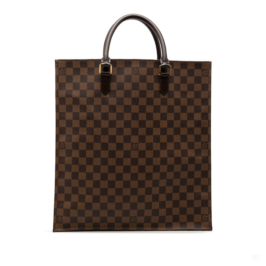 Second hand Louis Vuitton Sac Plat GM Canvas Tote Handbag Damier Ebene - Tabita Bags