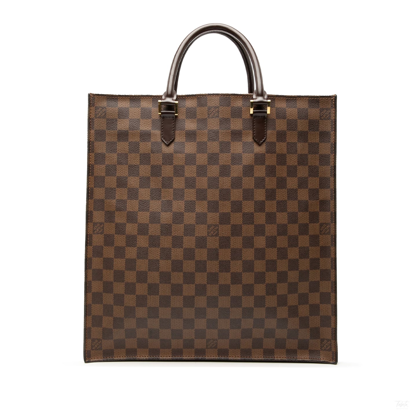 Second hand Louis Vuitton Sac Plat Leather Tote Handbag Damier Ebene - Tabita Bags