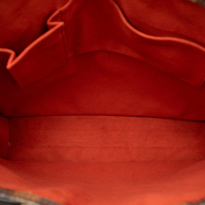 Second hand Louis Vuitton Sac Plat Leather Tote Handbag Damier Ebene - Tabita Bags