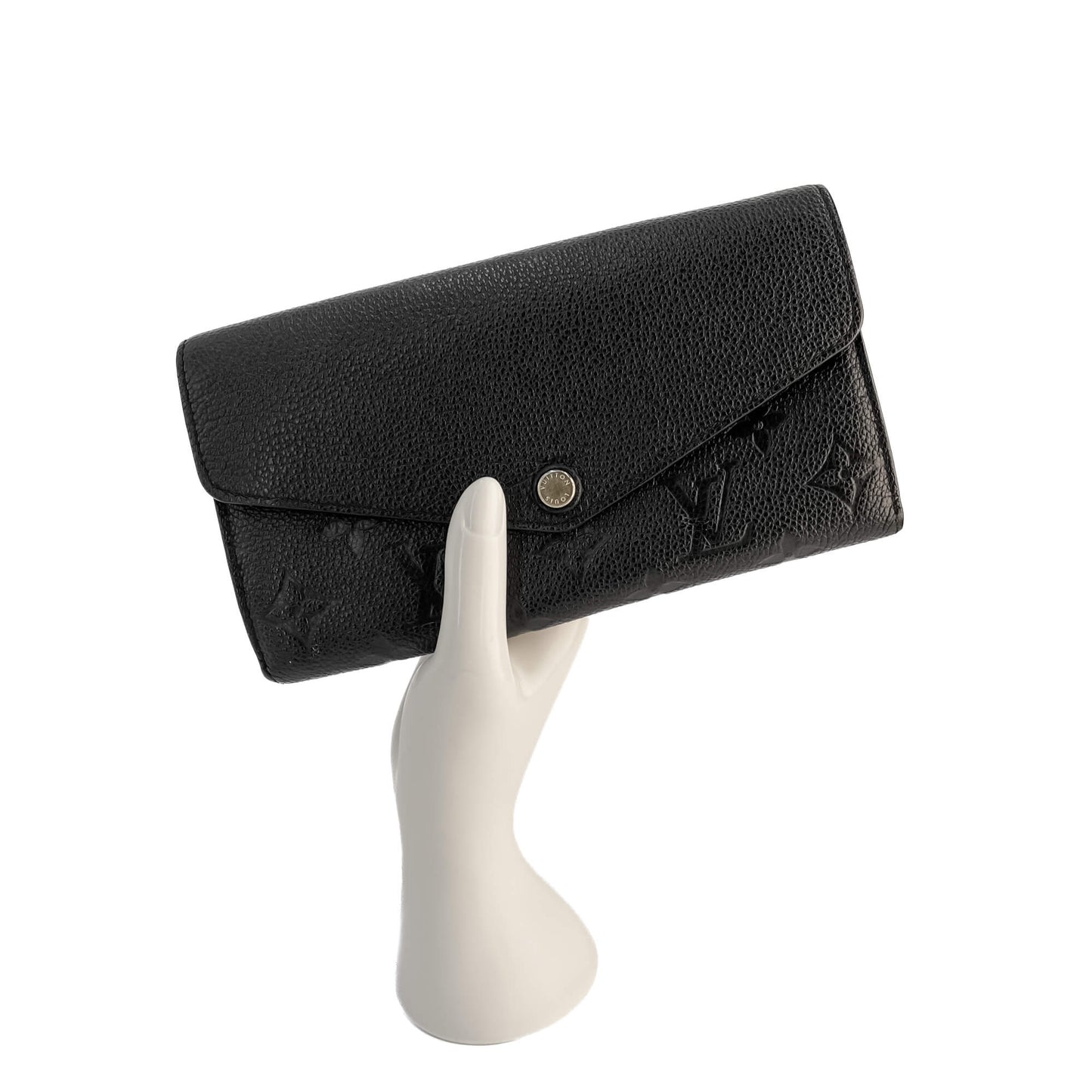 Second hand Louis Vuitton Sarah Leather Empreinte Long Wallet Black - Tabita Bags