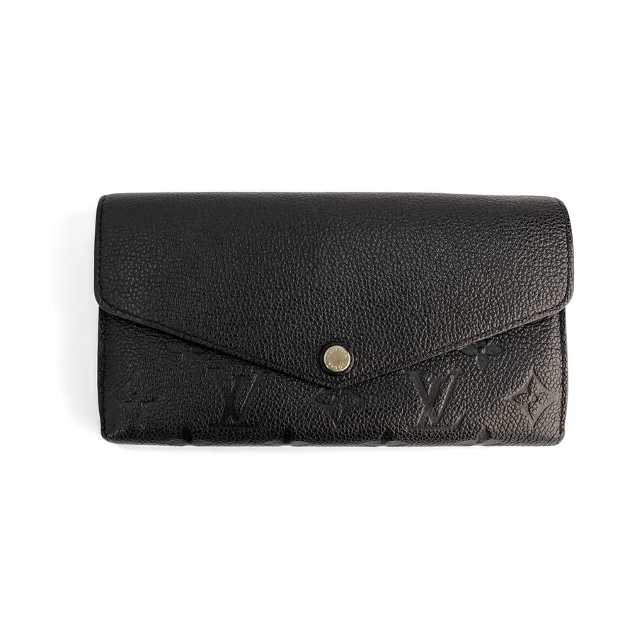 Second hand Louis Vuitton Sarah Leather Empreinte Long Wallet Black - Tabita Bags